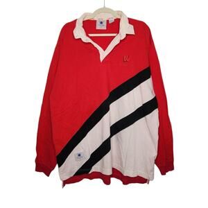 Vintage Wisconsin Badgers Rugby Long Sleeve Polo Stripe UW Madison 2XL
